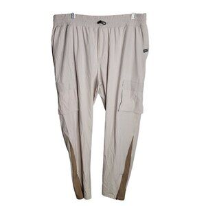 Zella Mens Activewear Cargo Pants Beige Two Tone XL Drawstring NEW Gym Workout
